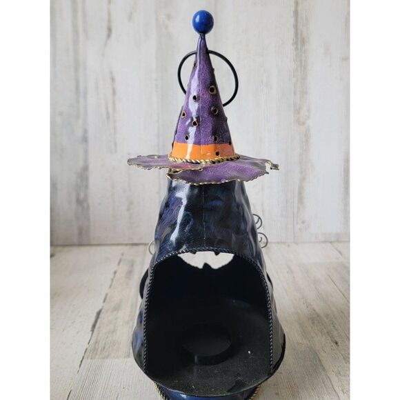 Halloween black cat tealight candle holder Witch hat unique - Picture 6 of 10